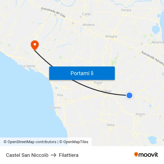 Castel San Niccolò to Filattiera map