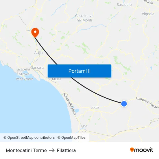 Montecatini Terme to Filattiera map