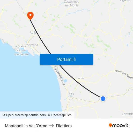 Montopoli In Val D'Arno to Filattiera map