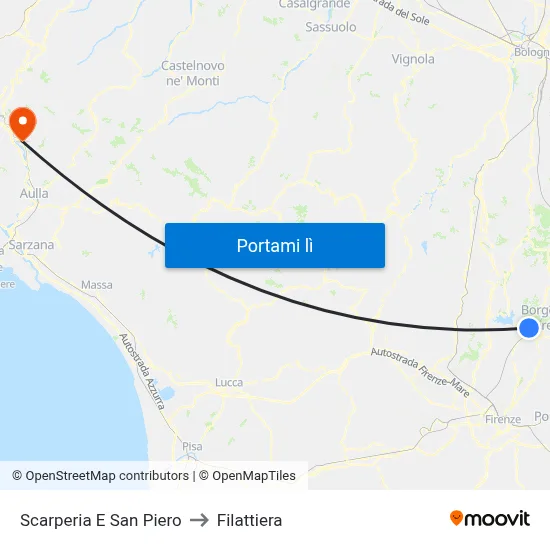 Scarperia E San Piero to Filattiera map