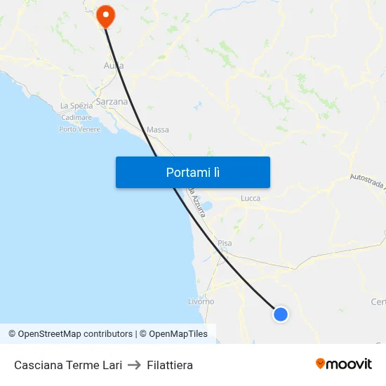 Casciana Terme Lari to Filattiera map