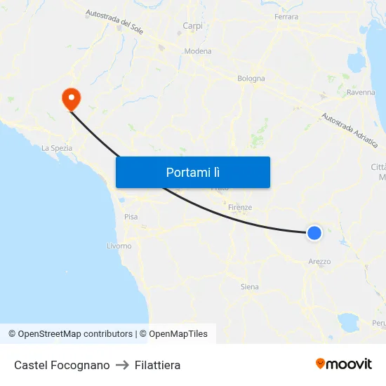 Castel Focognano to Filattiera map