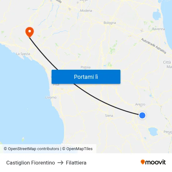 Castiglion Fiorentino to Filattiera map