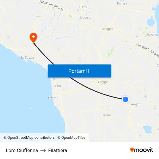 Loro Ciuffenna to Filattiera map