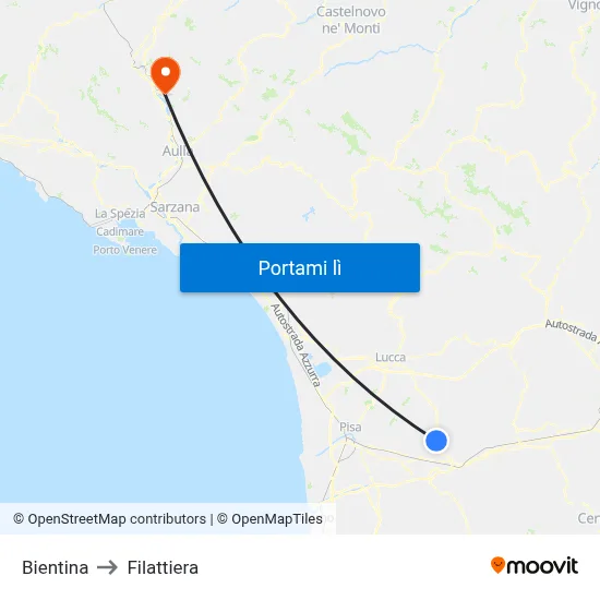 Bientina to Filattiera map