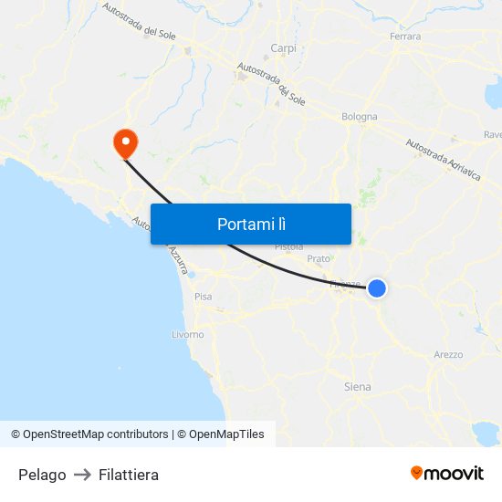 Pelago to Filattiera map