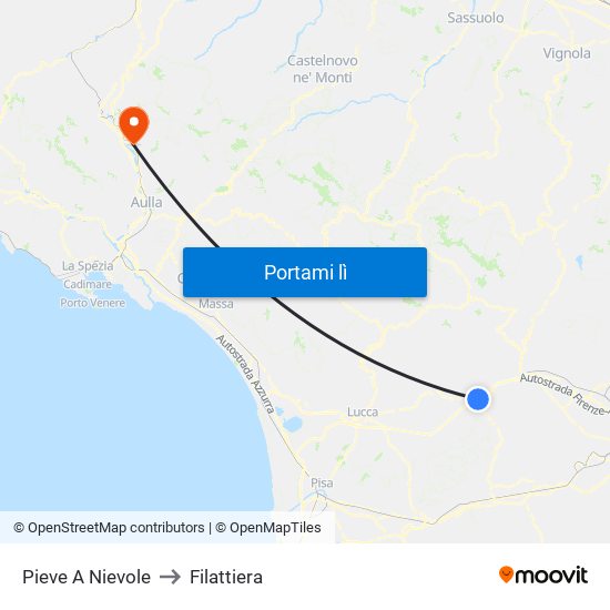 Pieve A Nievole to Filattiera map