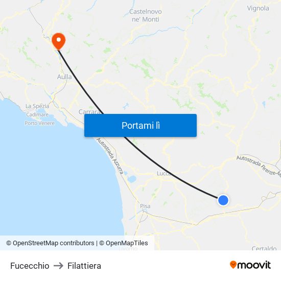 Fucecchio to Filattiera map