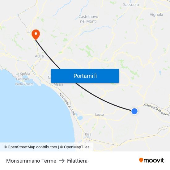 Monsummano Terme to Filattiera map