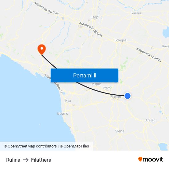 Rufina to Filattiera map
