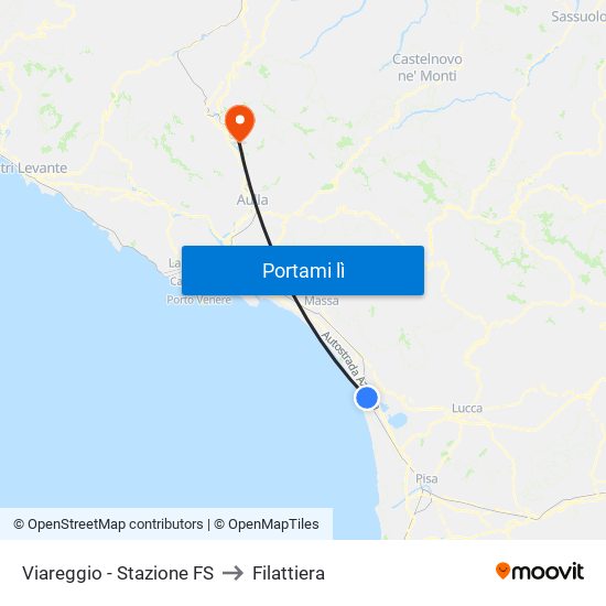 Viareggio Stazione FS to Filattiera map