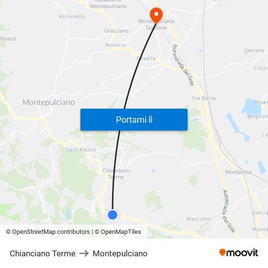 Chianciano Terme to Montepulciano map