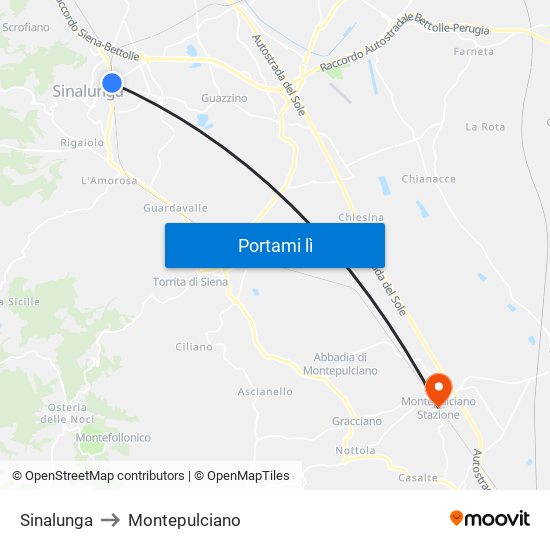 Sinalunga to Montepulciano map