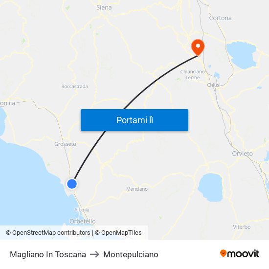 Magliano In Toscana to Montepulciano map