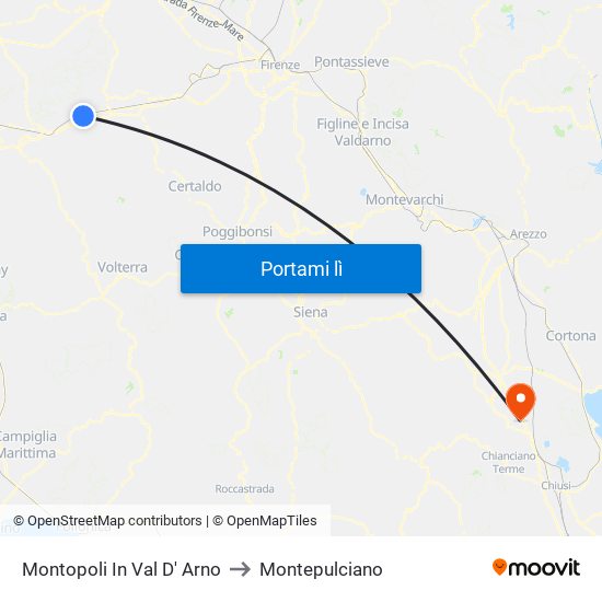 Montopoli In Val D' Arno to Montepulciano map