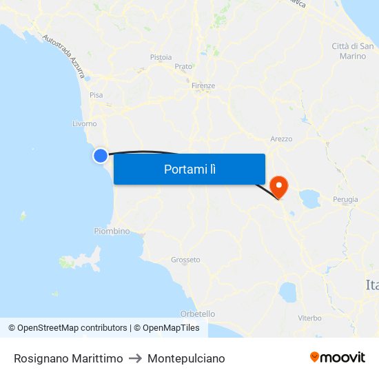 Rosignano Marittimo to Montepulciano map