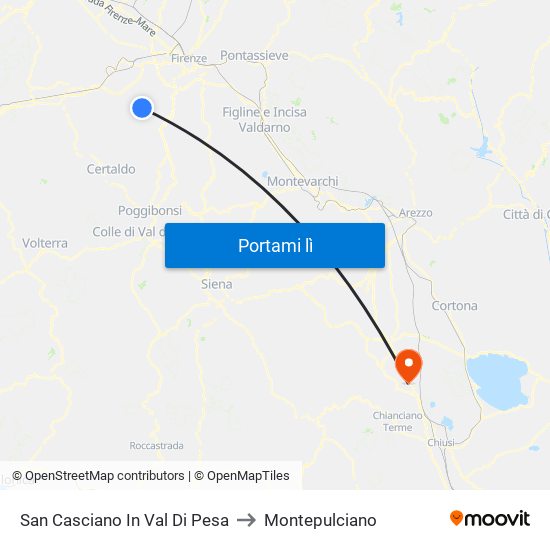 San Casciano In Val Di Pesa to Montepulciano map