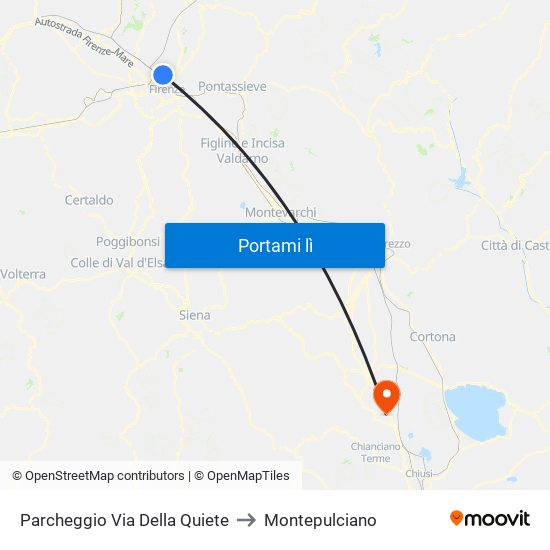 Parcheggio Via Della Quiete to Montepulciano map