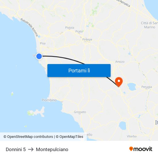 Donnini 5 to Montepulciano map