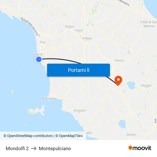 Mondolfi 2 to Montepulciano map