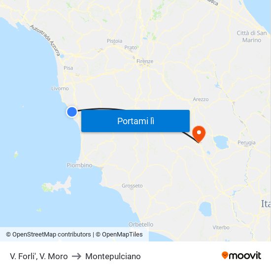 V. Forli',  V. Moro to Montepulciano map