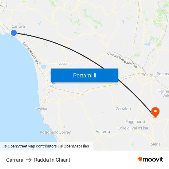 Carrara to Radda In Chianti map