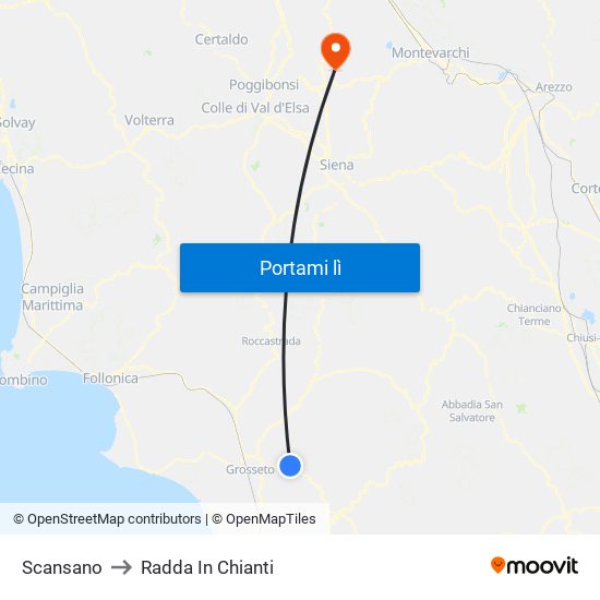 Scansano to Radda In Chianti map