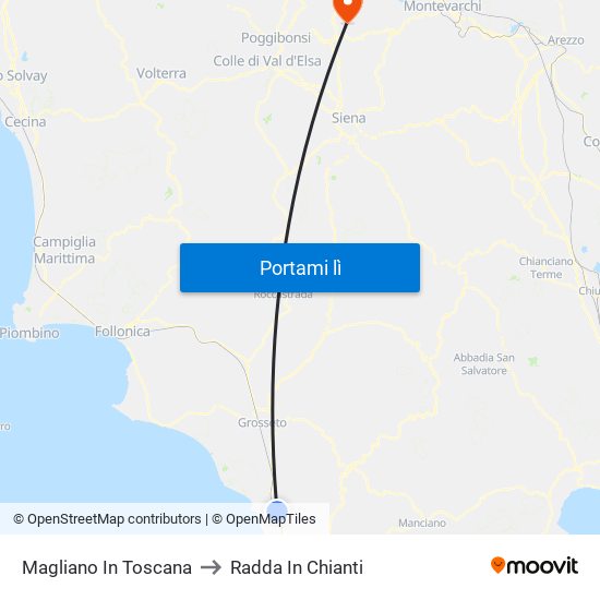 Magliano In Toscana to Radda In Chianti map