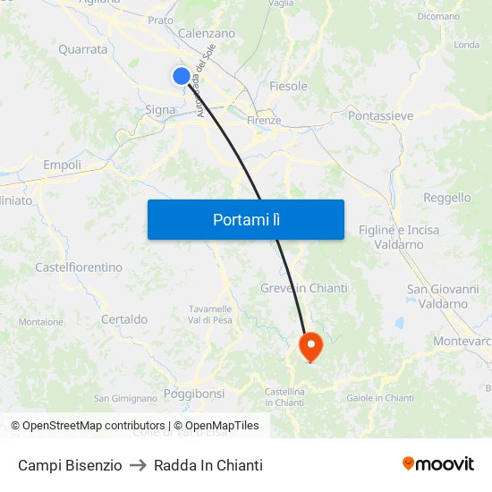 Campi Bisenzio to Radda In Chianti map