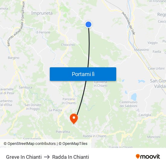 Greve In Chianti to Radda In Chianti map