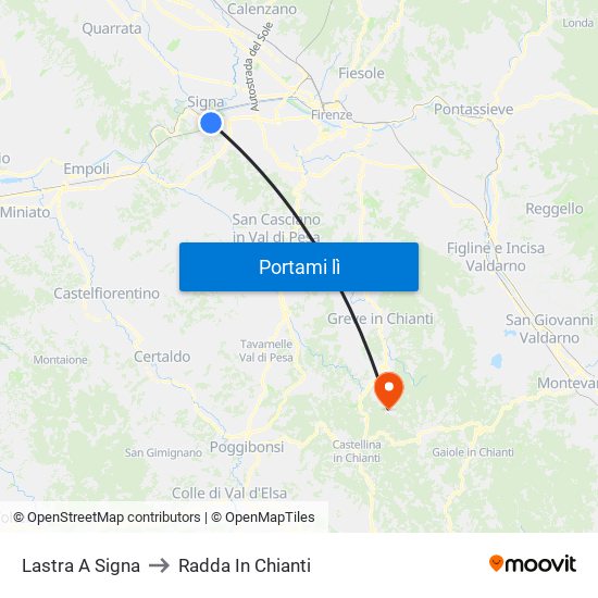 Lastra A Signa to Radda In Chianti map