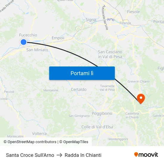 Santa Croce Sull'Arno to Radda In Chianti map