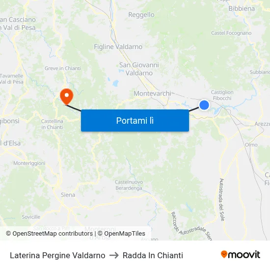 Laterina Pergine Valdarno to Radda In Chianti map
