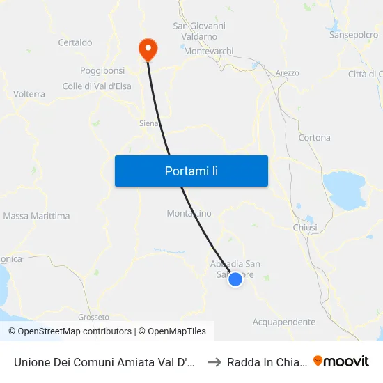 Unione Dei Comuni Amiata Val D'Orcia to Radda In Chianti map