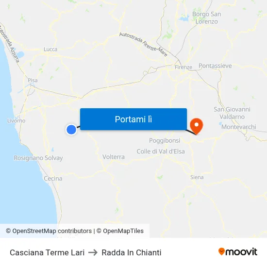Casciana Terme Lari to Radda In Chianti map
