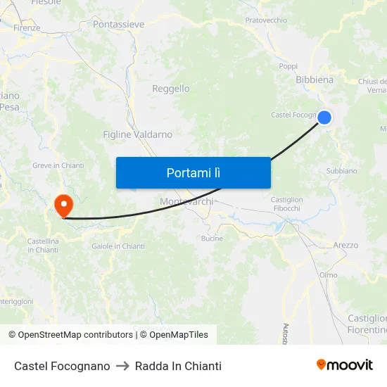 Castel Focognano to Radda In Chianti map