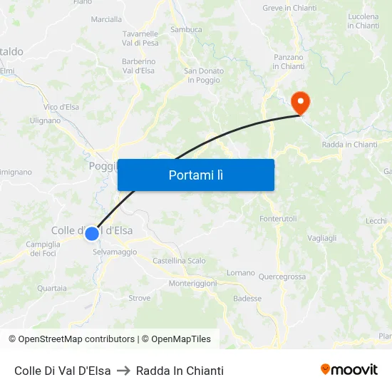 Colle Di Val D'Elsa to Radda In Chianti map