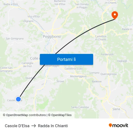Casole D'Elsa to Radda In Chianti map