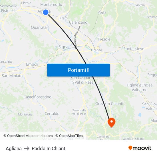 Agliana to Radda In Chianti map