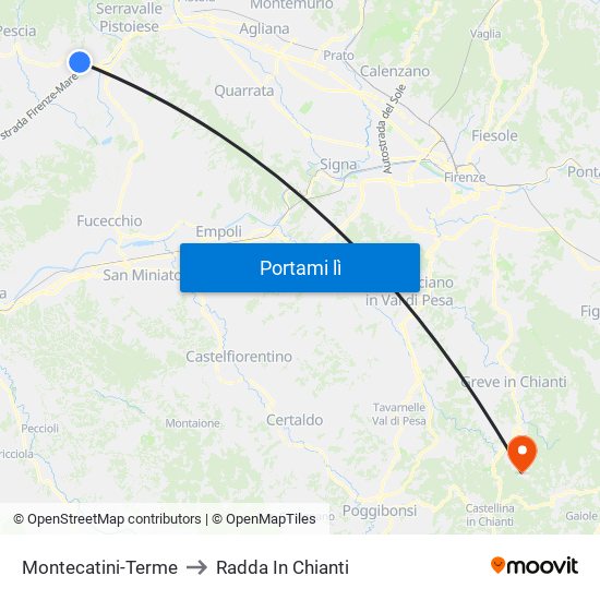 Montecatini-Terme to Radda In Chianti map
