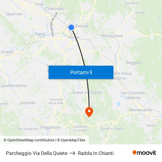 Parcheggio Via Della Quiete to Radda In Chianti map