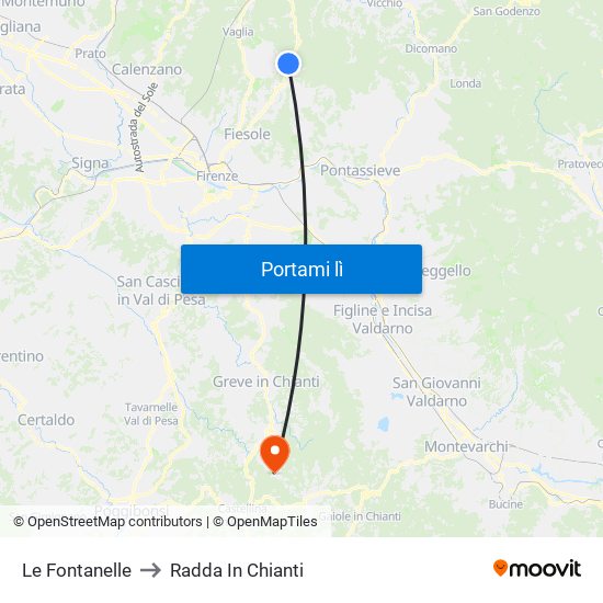 Le Fontanelle to Radda In Chianti map