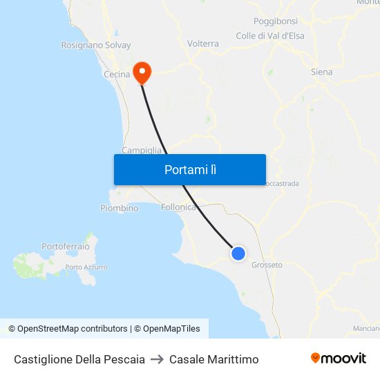 Castiglione Della Pescaia to Casale Marittimo map