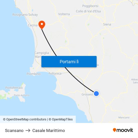 Scansano to Casale Marittimo map