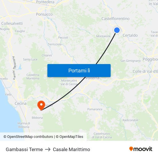 Gambassi Terme to Casale Marittimo map