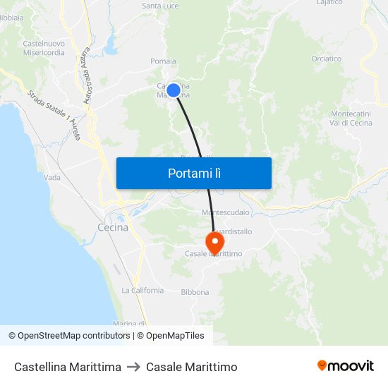 Castellina Marittima to Casale Marittimo map