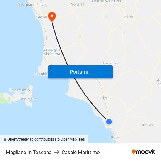 Magliano In Toscana to Casale Marittimo map