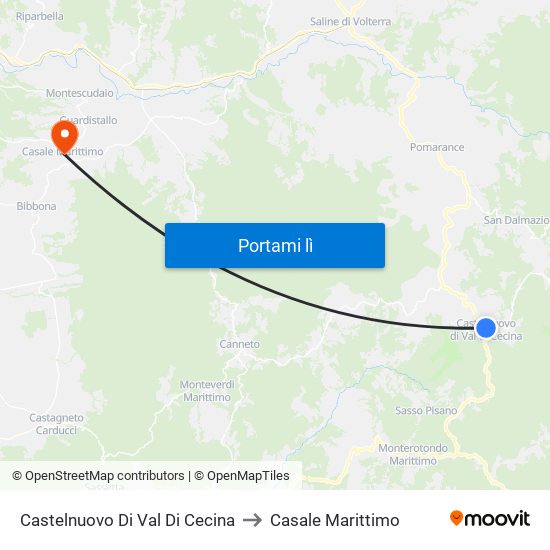Castelnuovo Di Val Di Cecina to Casale Marittimo map