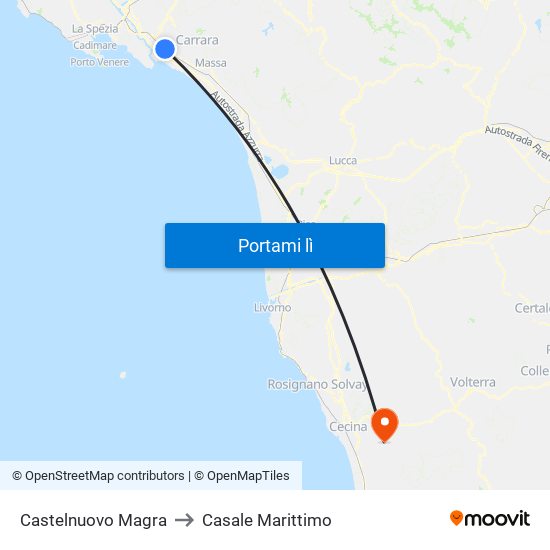 Castelnuovo Magra to Casale Marittimo map