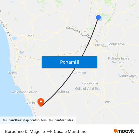 Barberino Di Mugello to Casale Marittimo map